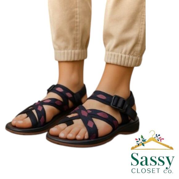 SKECHERS Goga Mat – Velcro Sport Sandals, Blue/Pink, Sz 6 - Picture 1 of 6